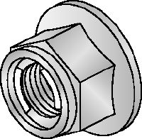 M10-SL-F Hot-dip galvanised (HDG) prevailing torque hexagon nut with self-locking mechanism for use outdoors