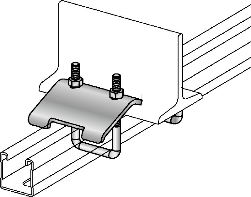 MQT Beam clamp Galvanised beam clamp for connecting MQ strut channels directly to steel beams