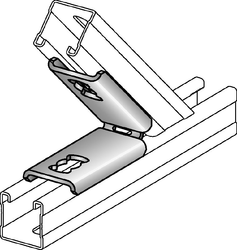 Image 3 of 4: MQW 45°/135°-F Hot-dip galvanised (HDG) 45- or 135-degree angle for connecting multiple MQ strut channels