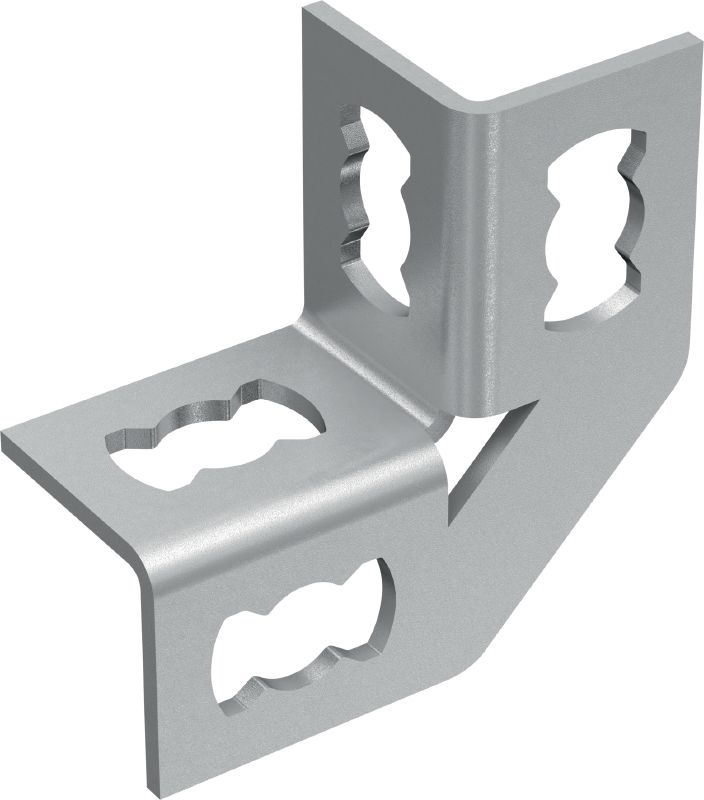 MQW-4-90 Angle Connector Galvanized 90-degree angle for connecting multiple MQ strut channels