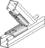 Go to slide 3 of 4: MQW 45°/135°-F Hot-dip galvanised (HDG) 45- or 135-degree angle for connecting multiple MQ strut channels