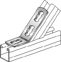 Slide 1 of 4 (selected): MQW 45°/135°-F Hot-dip galvanised (HDG) 45- or 135-degree angle for connecting multiple MQ strut channels