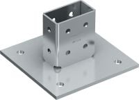 Slide 1 of 1 (selected): MT-B-O4 3D-load baseplate Base connector for anchoring strut channel structures under 3D loading to concrete and steel or steel