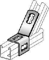 Go to slide 4 of 4: MQW 45°/135°-F Hot-dip galvanised (HDG) 45- or 135-degree angle for connecting multiple MQ strut channels