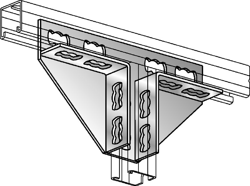 MV 3/2 D-X Galvanised flexible channel connector for two-dimensional structures