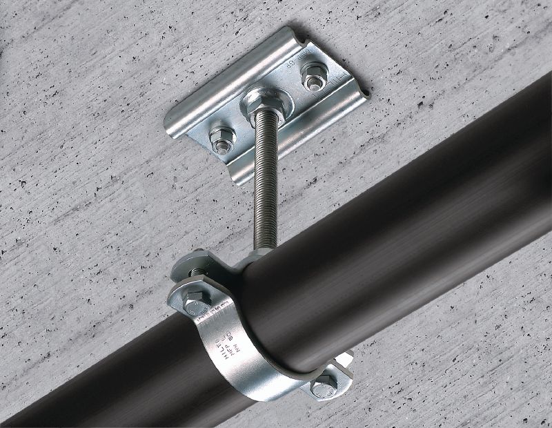 MFP-L-F Light fixed point pipe clamp hot-dip galvanised (HDG) fixed point pipe clamp for maximum performance in light-duty applications Applications 1