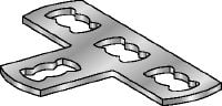 MQV-T-F Flat plate connector Hot-dip galvanised (HDG) flat plate connector used for joining channels at right angles