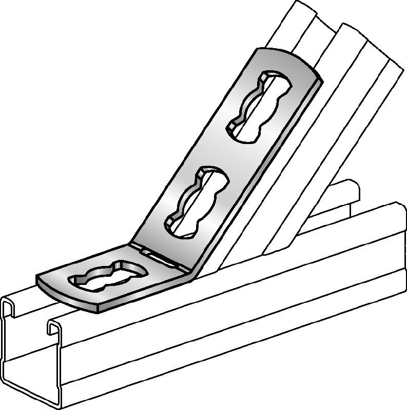 Image 1 of 4: MQW 45°/135°-F Hot-dip galvanised (HDG) 45- or 135-degree angle for connecting multiple MQ strut channels