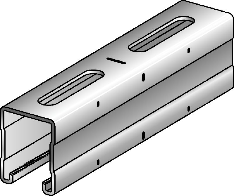 MQ-52-F Hot-dip galvanised (HDG) 52 mm high MQ strut channel for medium/heavy-duty applications