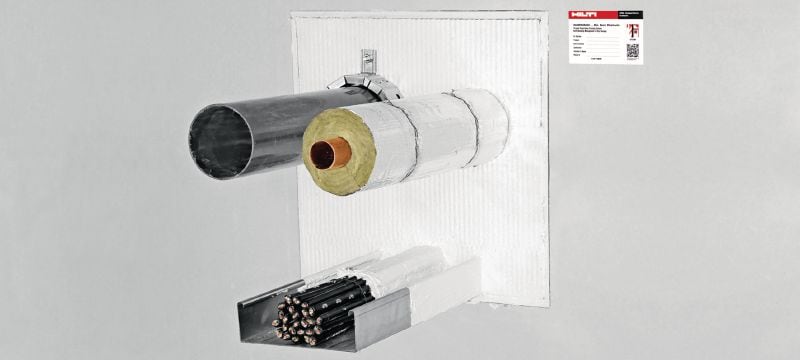 CP 670 Firestop board Firestop coated board system with wide approval range for sealing medium to large openings Applications 1