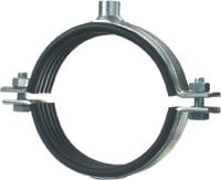 MP-MXI Premium galvanised pipe clamp with sound inlay for extra heavy-duty piping applications